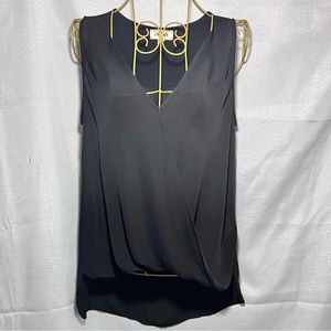 L’AGENCE Women’s Tank Top Sz Small 100% Silk High Low Hem Twist Fold Front, EUC